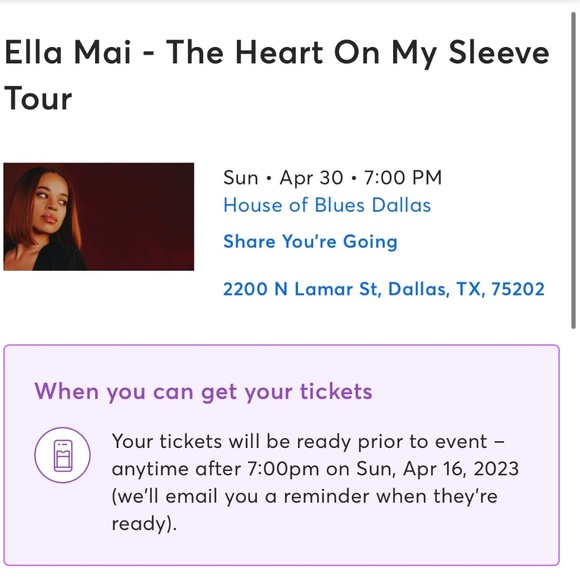 Ella Mai Heart on my sleeve tour tickets (2)